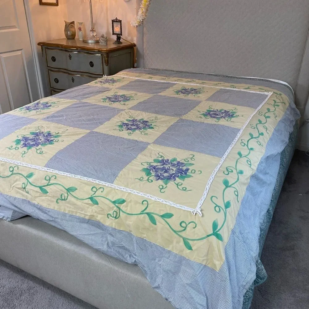 Floral Embroidered Duvet Cover patchwork 70s